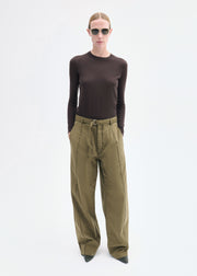 Drop Waist Pant in Cotton Twill - Olive - CO Collections